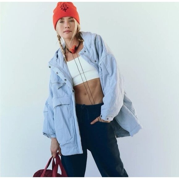 Free People Movement Billie Boxy Insulated Jacket Medium Large Purple NWT - Picture 1 of 15